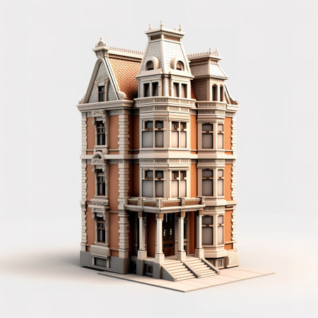 Old house isolated on a white background. 3d render image.の素材