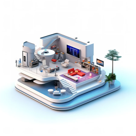 3d isometric illustration of interior design of a house on a white backgroundの素材