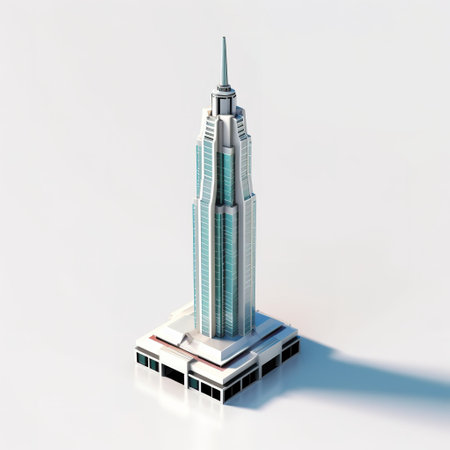 Skyscraper in the city on a white background. 3d renderingの素材