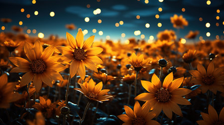 Sunflower field with blue sky and sunflowers. Nature backgroundの素材