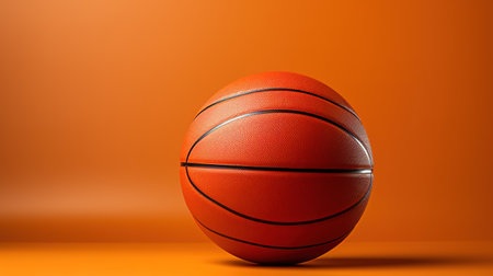 Basketball ball isolated on orange background. 3d render illustration.の素材