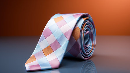 Colorful necktie on a dark background. 3d illustration.の素材