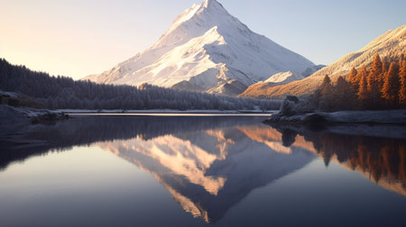Matterhorn mountain reflected in lake Zermatt, Switzerland.の素材