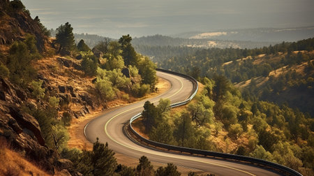 Winding road in the mountains. Summer landscape with asphalt road.の素材