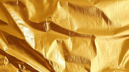 golden crumpled paper texture background for design with copy spaceの素材