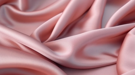 Closeup of rippled pink satin fabric texture background.の素材