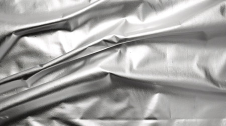 White crumpled foil as a background. Crumpled foil textureの素材