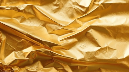 Gold crumpled paper texture background. Copy space for design.の素材