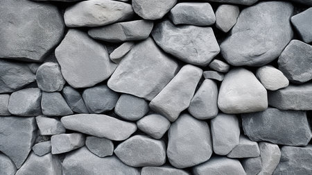 Background of grey stone wall texture. Close up of natural stone wall.の素材