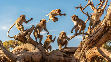 Monkeys in the park in Kgalagadi transfrontier park, South Africaの素材