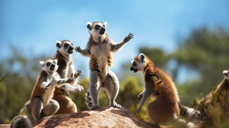 Ring-tailed lemur (Lemur catta) in Africaの素材