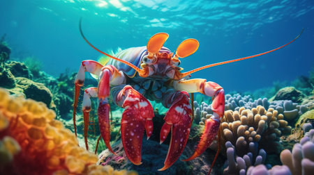 Lobster on a coral reef in the Red Sea, Egyptの素材