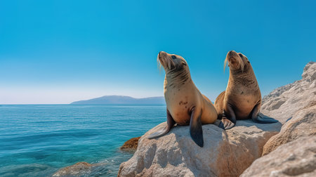 Sea lions at the Ballestas Islands, Paracas National Reserve, Peruの素材