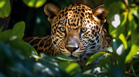 Leopard in the jungle of Belize, Central America, South Americaの素材