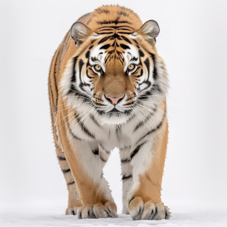 Close-up portrait of a tiger on a white background, isolatedの素材