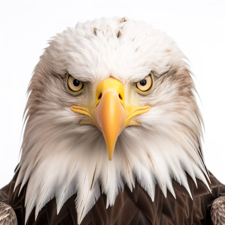 Portrait of an american bald eagle isolated on a white backgroundの素材
