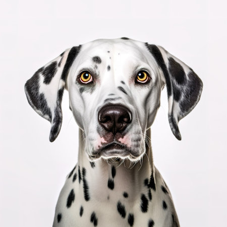 Dalmatian dog portrait on white background. Studio shot.の素材