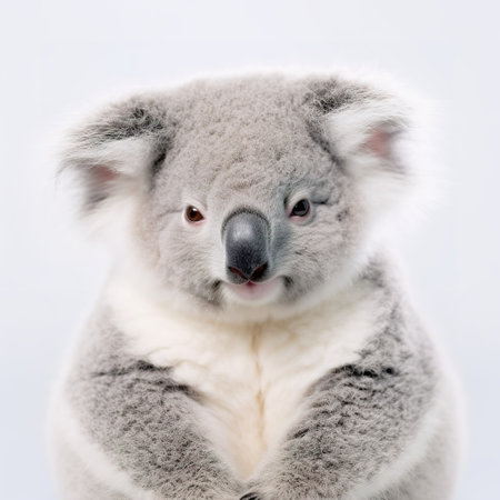 Cute koala on a white background, close-up.の素材