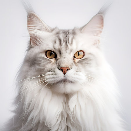 Portrait of a purebred siberian cat on white backgroundの素材