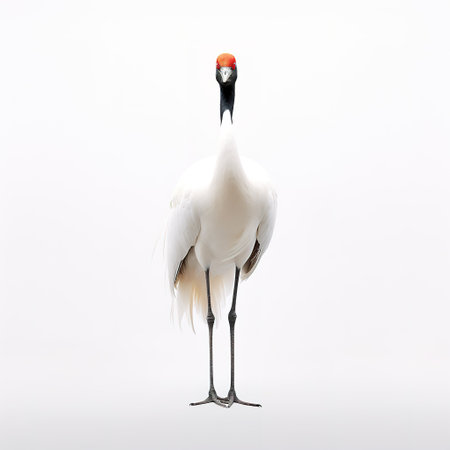 red-crowned crane isolated on white background with clipping pathの素材