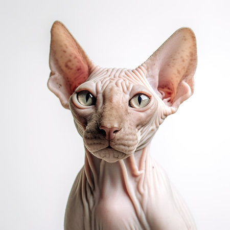Portrait of a Sphynx cat on a white background.の素材
