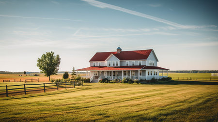 Old farmhouse in the countryside in Poland. Vintage retro style.の素材