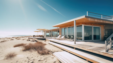 Beach villa on the coast of the Baltic Sea in Polandの素材