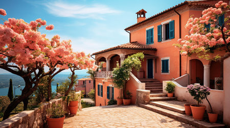 Alleyway. Taormina. Sicily. Italy. Europe.の素材