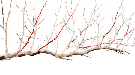 Branch of a tree without leaves isolated on a white background.の素材