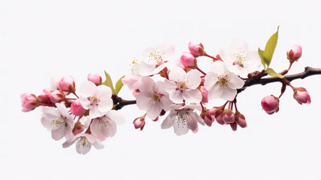 cherry blossom isolated on white background, closeup of photoの素材