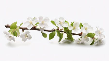cherry blossom branch isolated on a white background. studio shotの素材