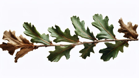branch of oak isolated on a white background. close-upの素材