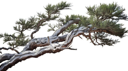 3D rendering of a Japanese pine tree isolated on white background.の素材