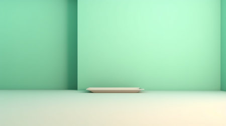 3d rendering of a simple product stand in a green room.の素材