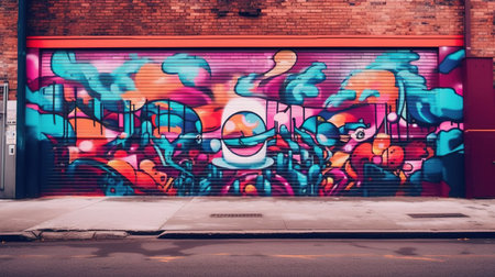 Colorful graffiti on a wall in Manhattanの素材