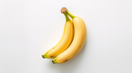 Banana isolated on white background. Top view. Flat lay.の素材