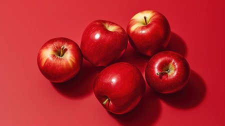 Red apples on a red background. Red apples on a red background.の素材