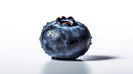 Blueberry with water droplets isolated on white background, macro shotの素材