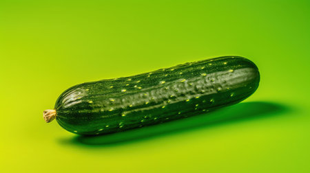 Cucumber on a green background. Studio photography of vegetables.の素材