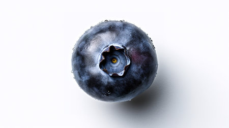 Blueberry isolated on white background with water drops. 3D illustration.の素材