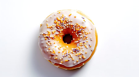 Donut on a white background, top view, close-upの素材