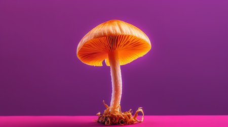 Mushroom on a purple background. Minimalistic concept.の素材