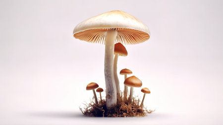 Mushroom on a white background. 3d rendering, 3d illustration.の素材
