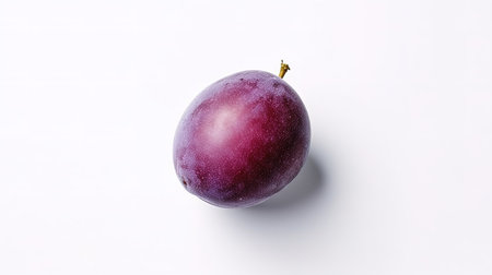 Ripe purple plum isolated on white background. 3D illustration.の素材