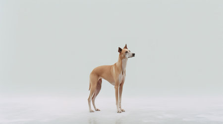 Portrait of a whippet dog on a white background.の素材