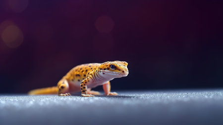 Leopard gecko isolated on a dark background. Small lizard.の素材