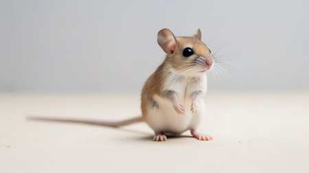 Gray mouse isolated on a white background. Close-up image.の素材