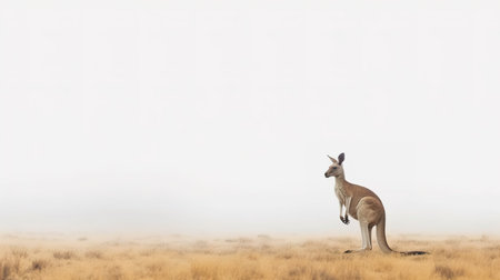 Kangaroo on a foggy day in the Australian Outbackの素材