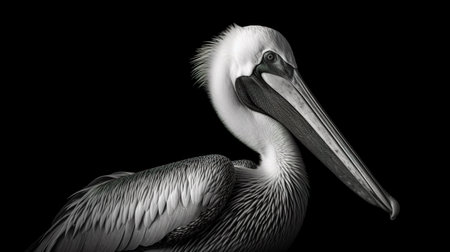 Pelican - Pelecanus occidentalis - isolated on black backgroundの素材