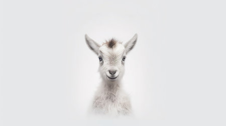 Portrait of a young alpaca on a white background.の素材